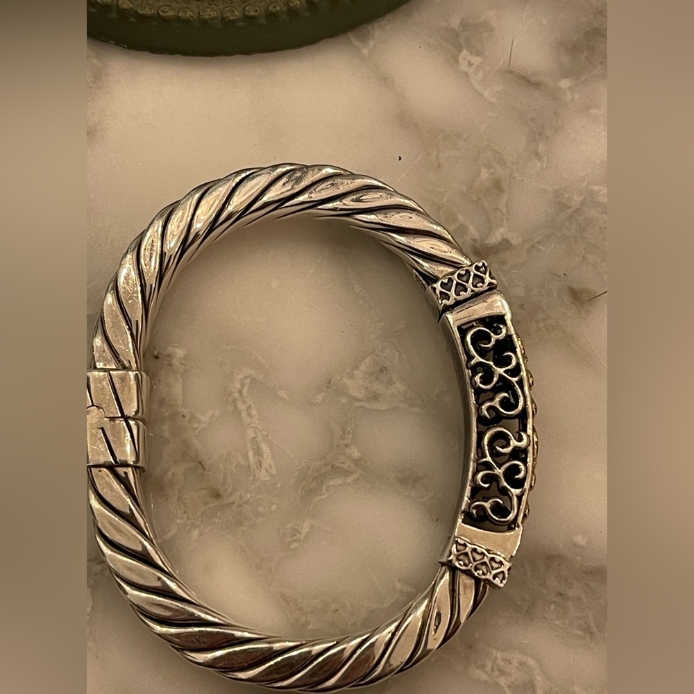 Silpada Rare Sterling Silver & 14k Yellow Gold Bangle Bracelet - Picture 3 of 10